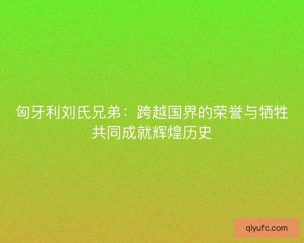 匈牙利刘氏兄弟:跨越国界的荣誉与牺牲共同成就辉煌历史 匈牙利刘氏兄弟:跨越国界的荣誉与牺牲共同成就辉煌历史